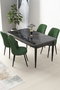 Hanah Home Juego de Mesa y Sillas de Comedor con Tablero de Mármol Negro y Sillas Caqui, Melamina y Metal